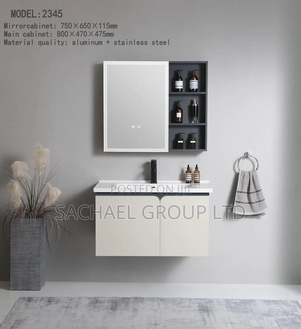 LED Bathroom Mirror With Basin and Cabinet