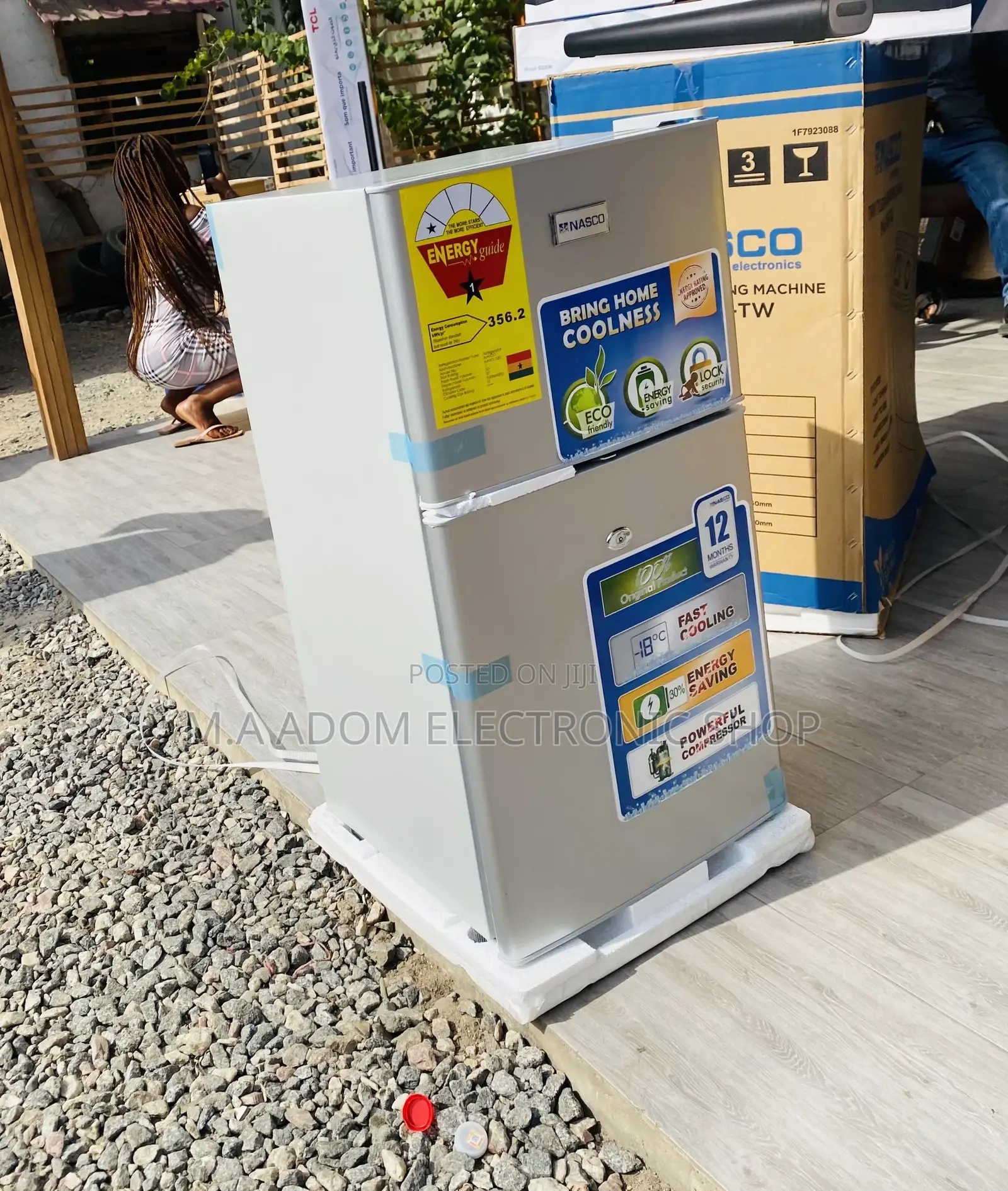 Fast Cooling Nasco Double Door Table Top Fridge(Silver).