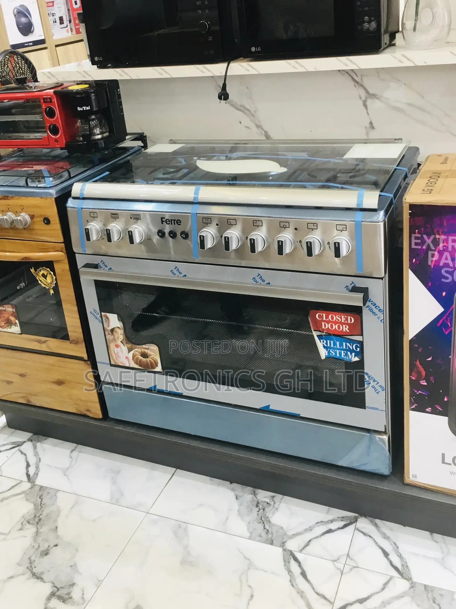 60x90 Ferre 2 Electric Oven With Grill 4 Gas Cooker Gray