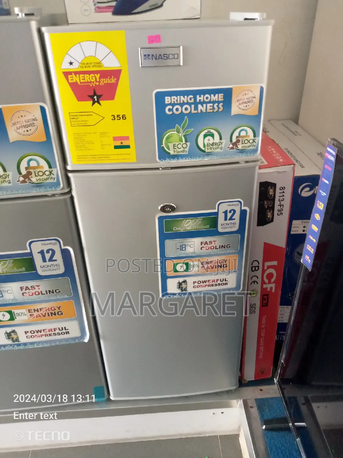 Nasco Double Door Fridge 85 Littres