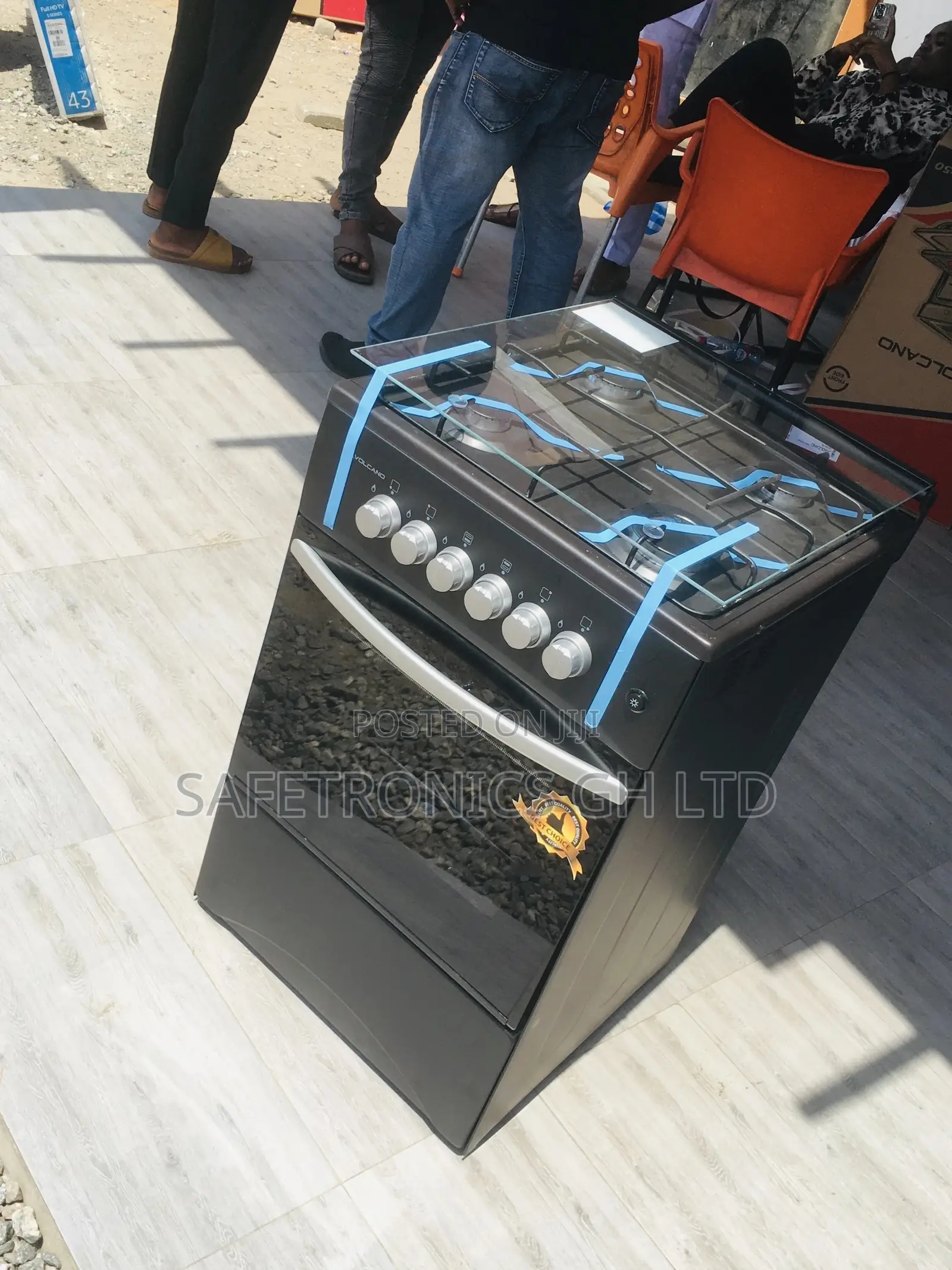 Glass Lid 4 Gas Cooker Oven With Grill 50x50 Volcano