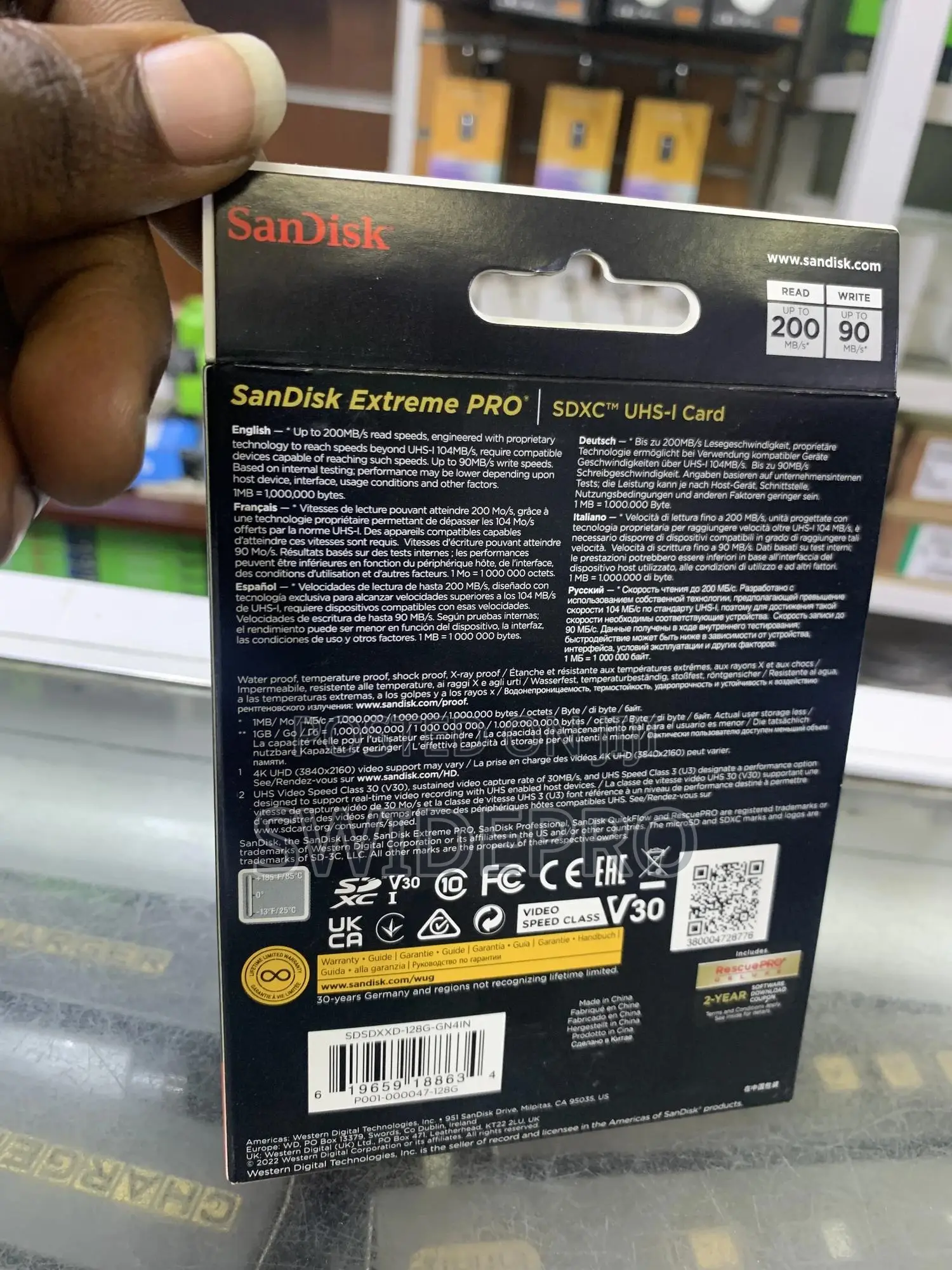 Sandisk 128GB Extreme Pro SDXC Ushs-l UHD Memory Card