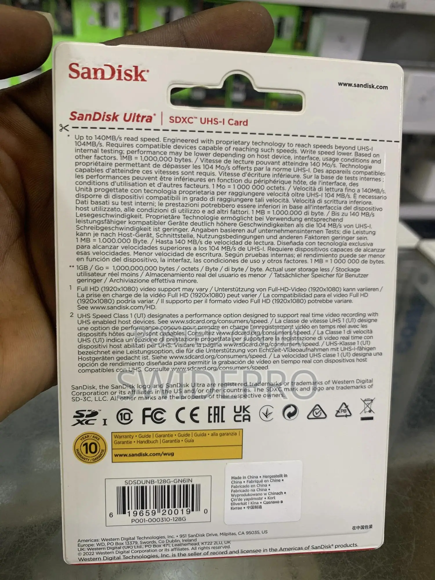 Sandisk 128GB Ultra SDHC UHS-I HD Camera Memory Card 140mb/S