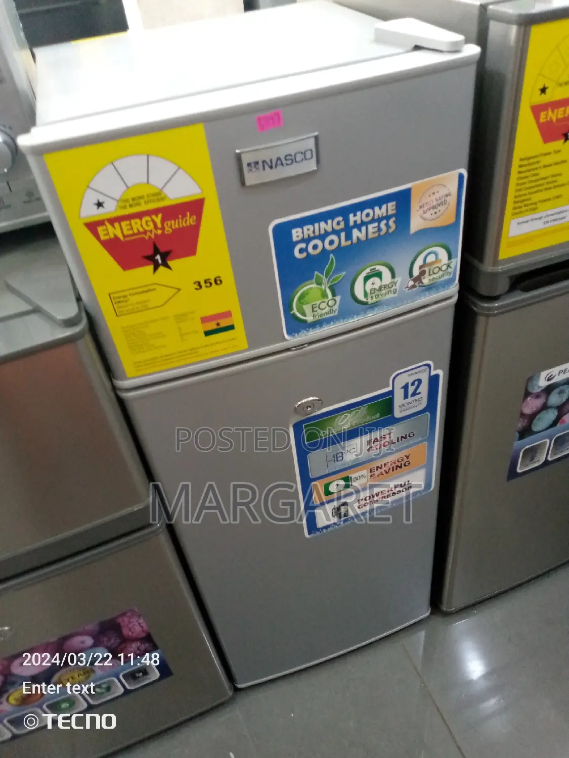 Nasco 85 Littres Double Door Fridge