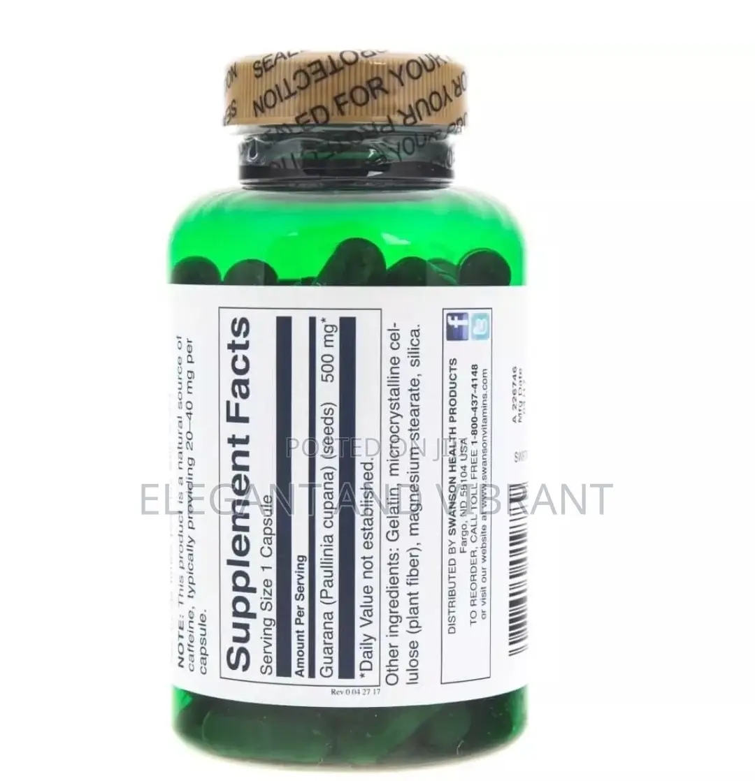 Guarana 500 Mg, 100 Capsules