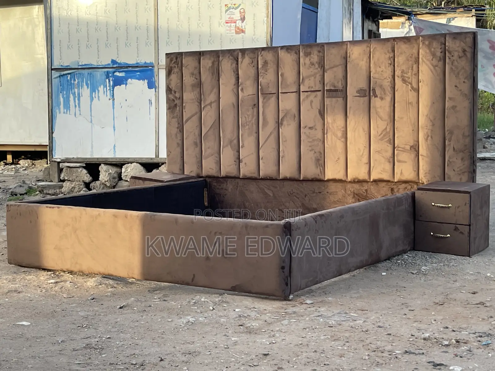Queen Size Bed Frame With Two Sides Drawer