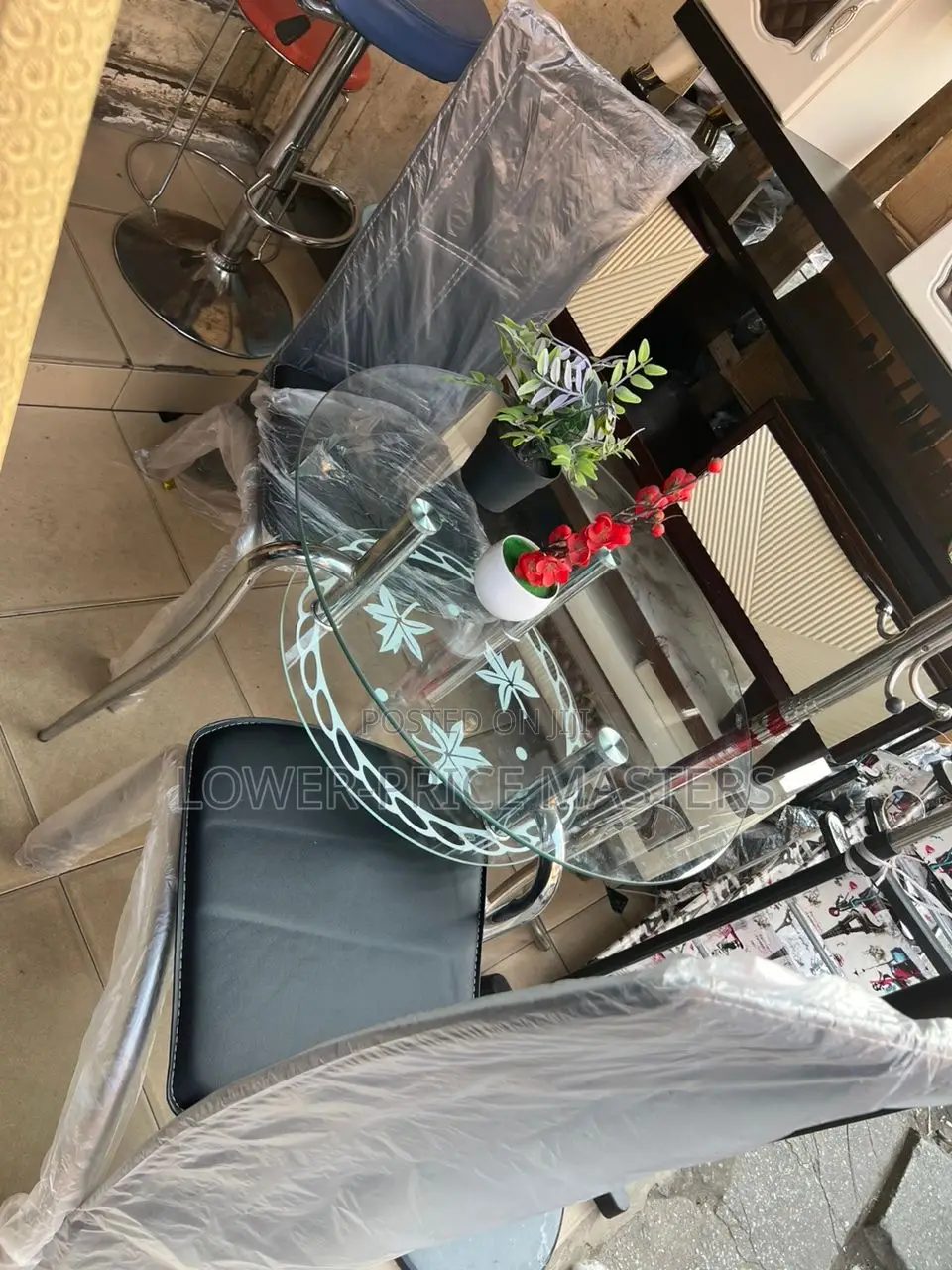 2 Chair With Glass Table Set