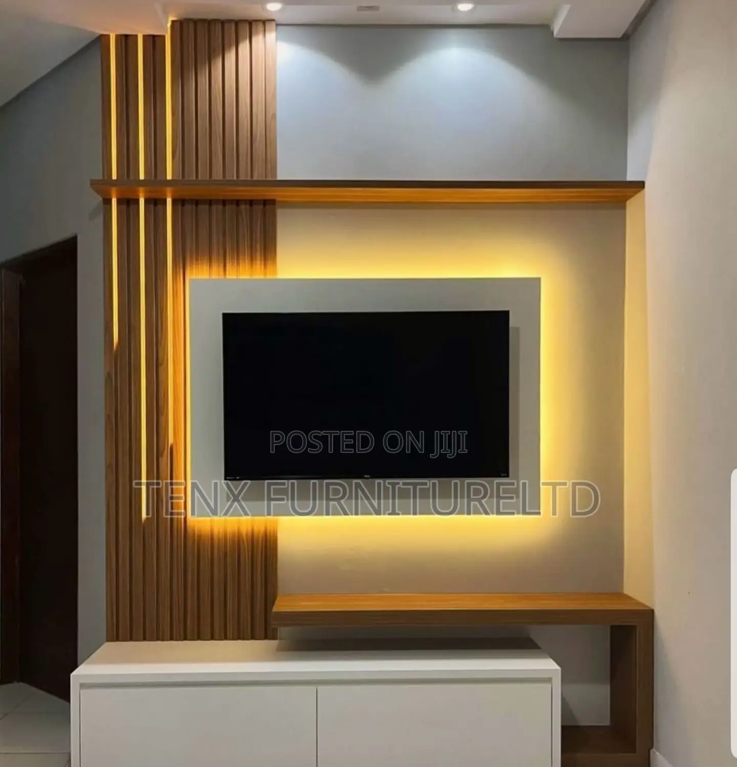 Tv Stand With Closed SUSPENDED CONSOLES With Led Strip Light