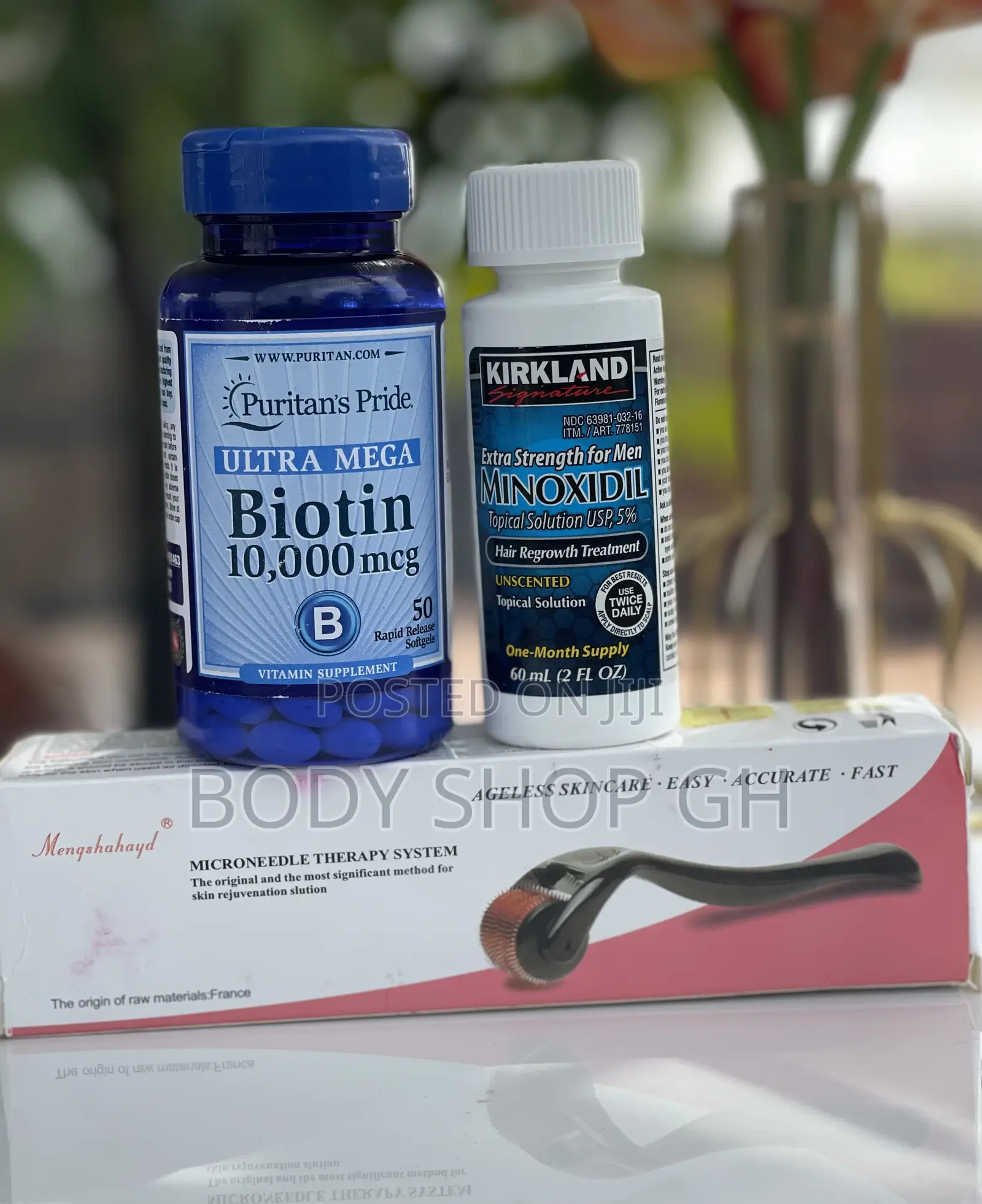 Beard and Hairline Growth KIT - Minoxidil + Roller + Biotin