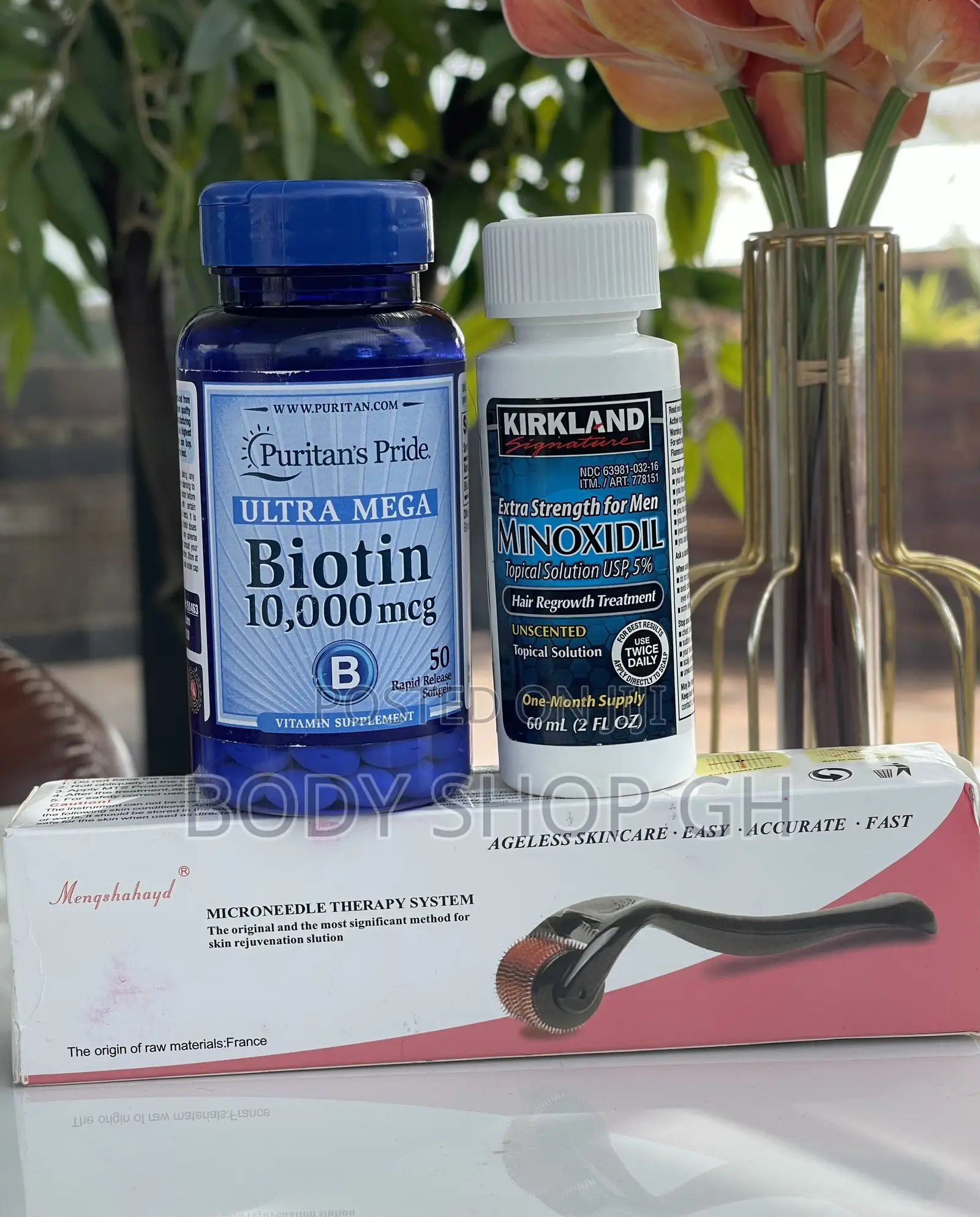 Beard Growth Starter Pack - Biotin + Kirkland Minox + Roller