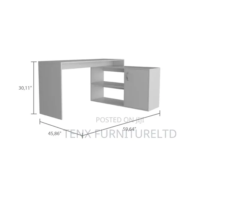 L-Shaped Computer Desk With Open and Closed Storage