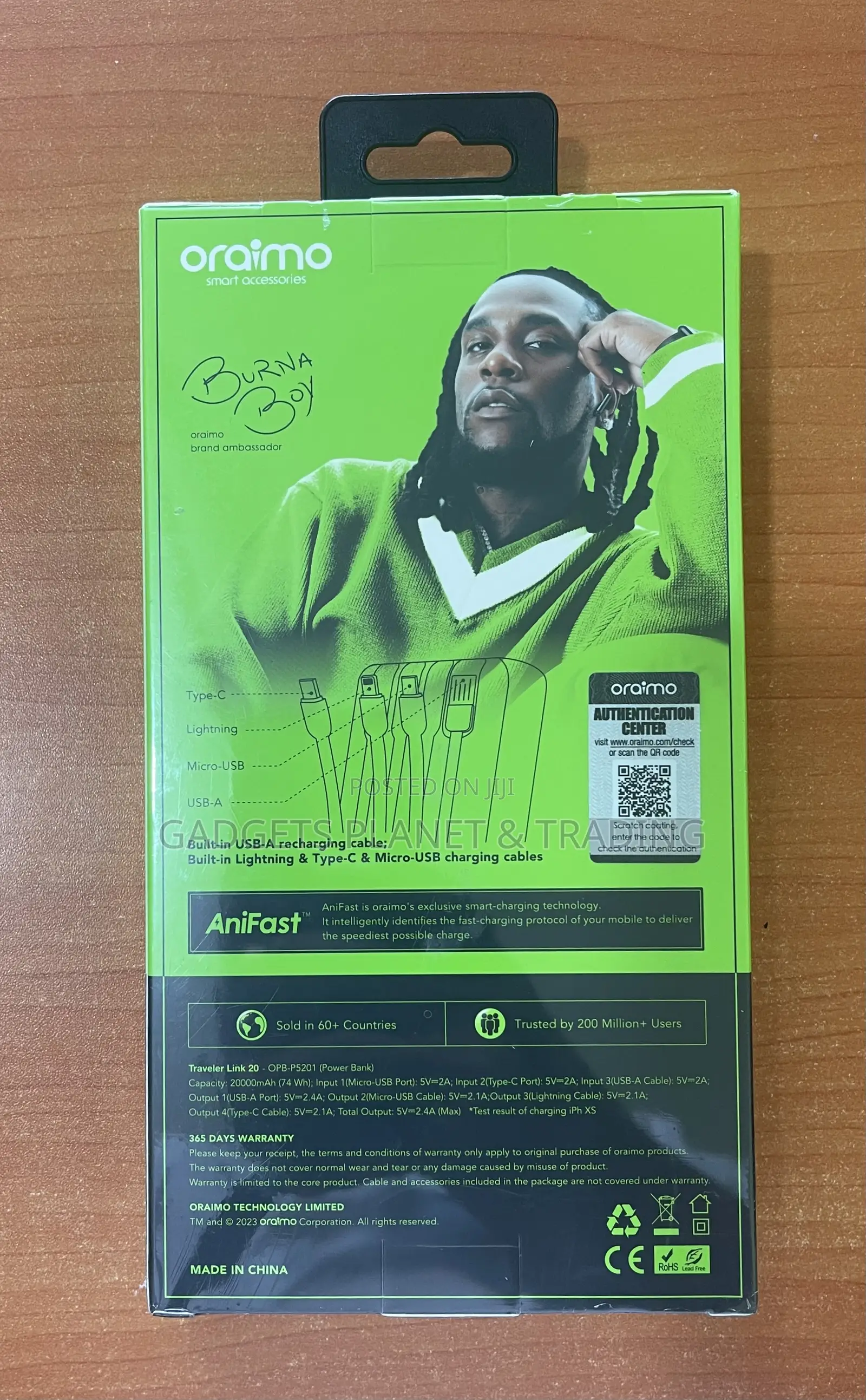 Oraimo Traveler Link 20 (OPB-P5201) Power Bank 20,000mah