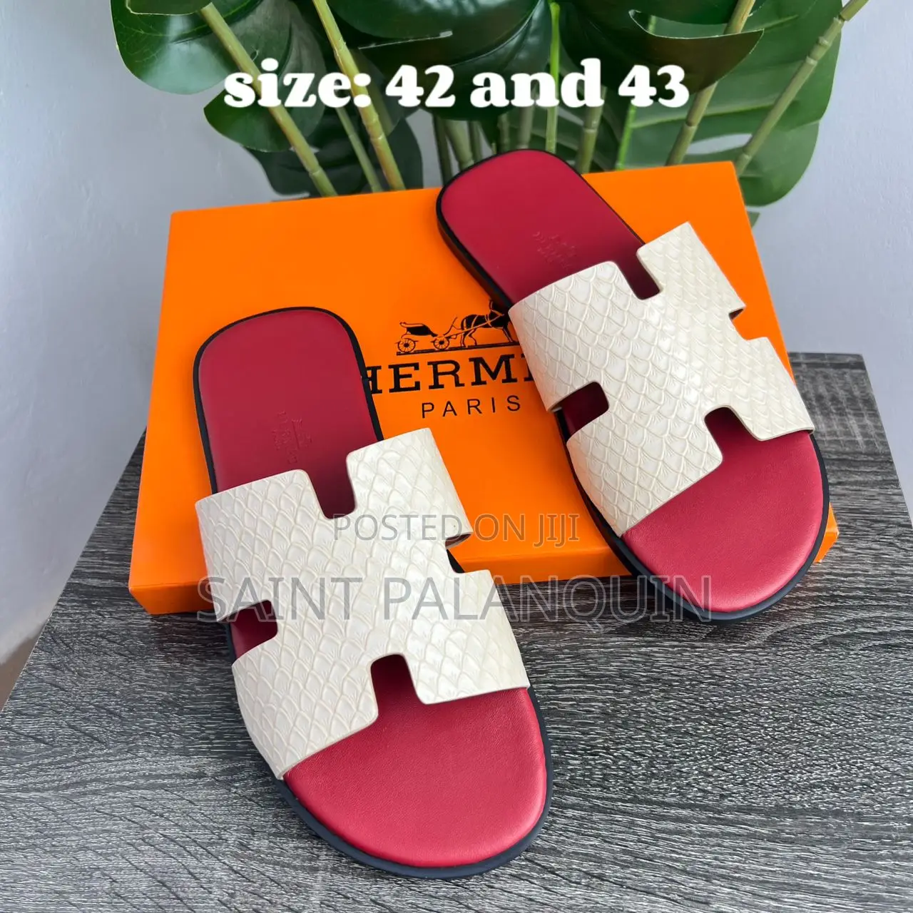 White Hermes Slippers
