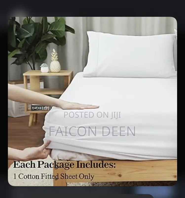 Authentic Cotton 1 Fitted,1flat Bedsheet With 4 Pillow Case