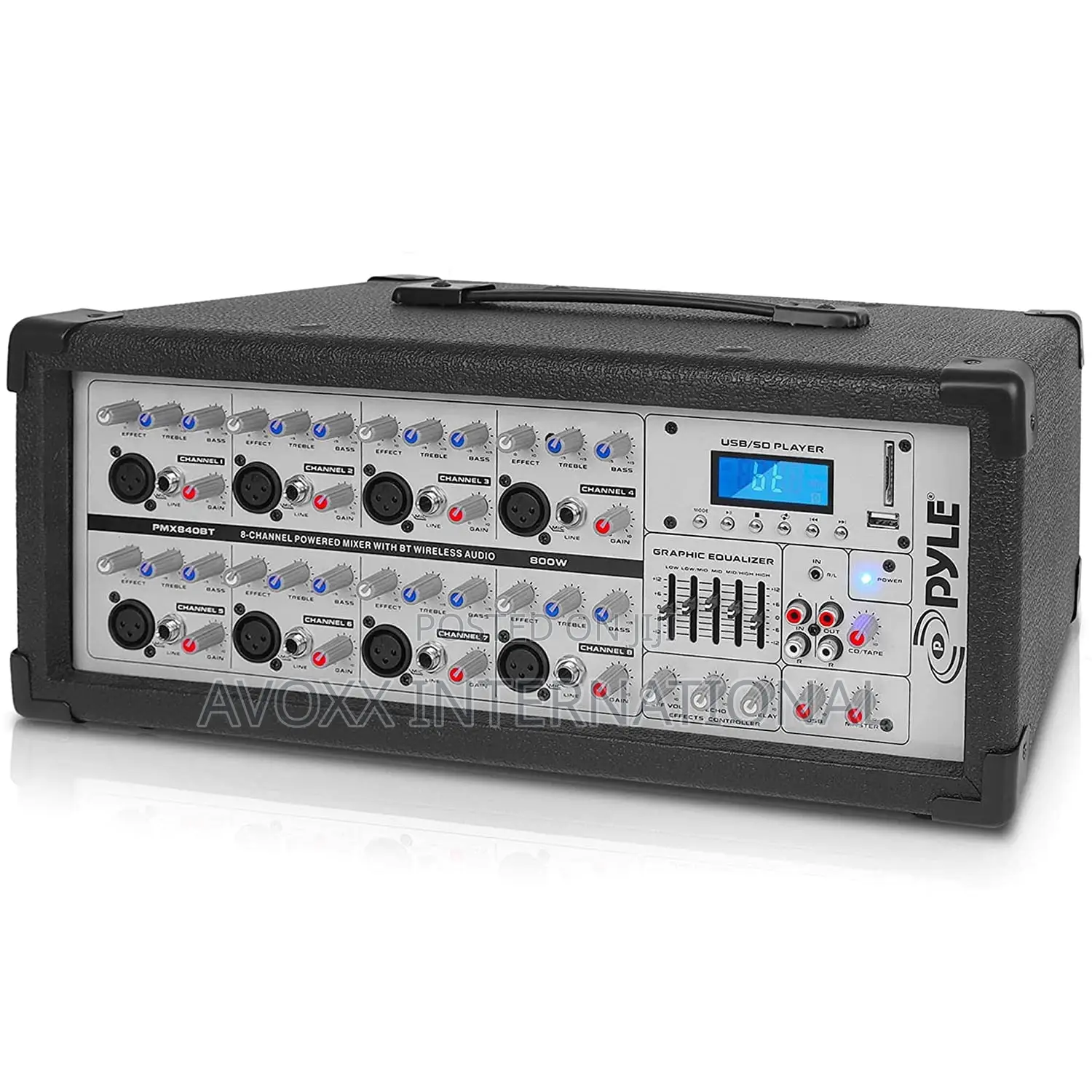 Pyle 8-ch.Bluetooth Stage Powered Mixerpro Audio Sound Mixer