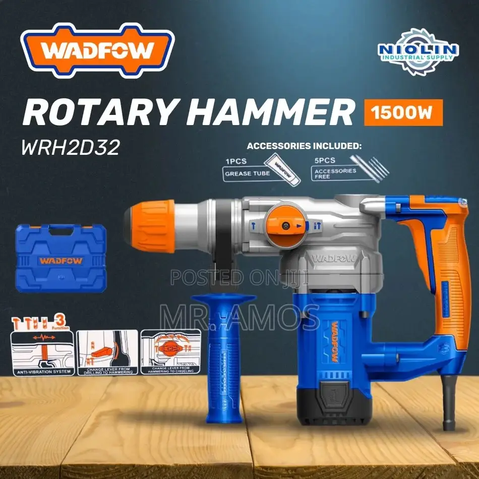 1500w Rotary Hammer Drill With 5pcs Bits Included - Wrh2d32
