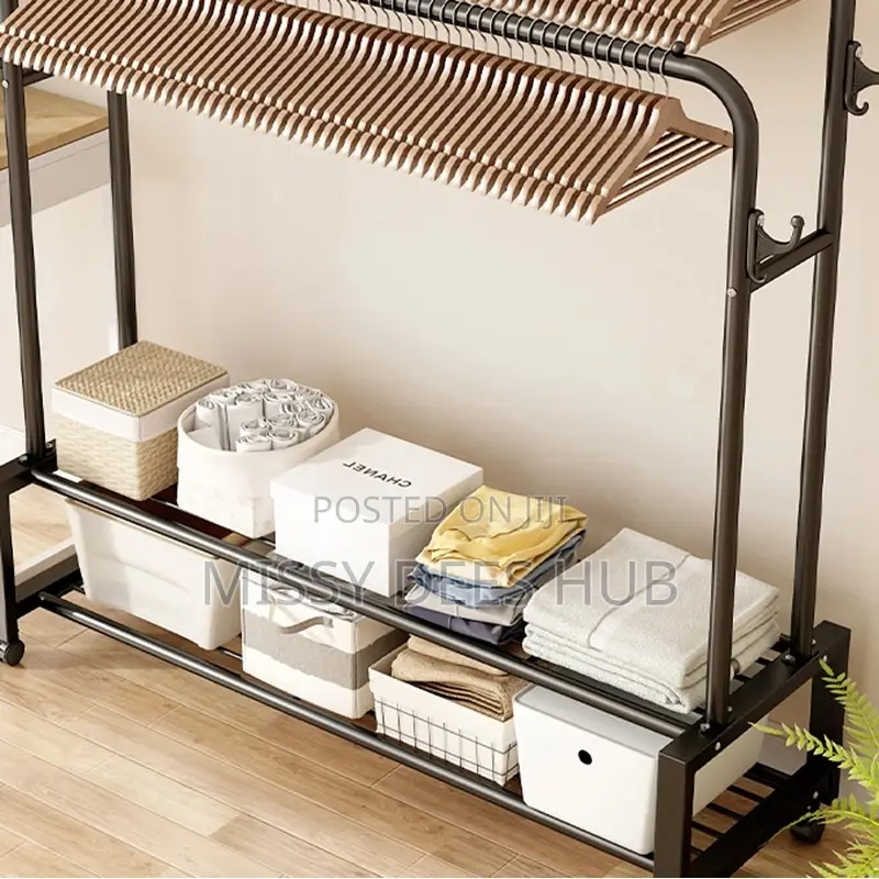 Double Pole Hanger With Shelves
