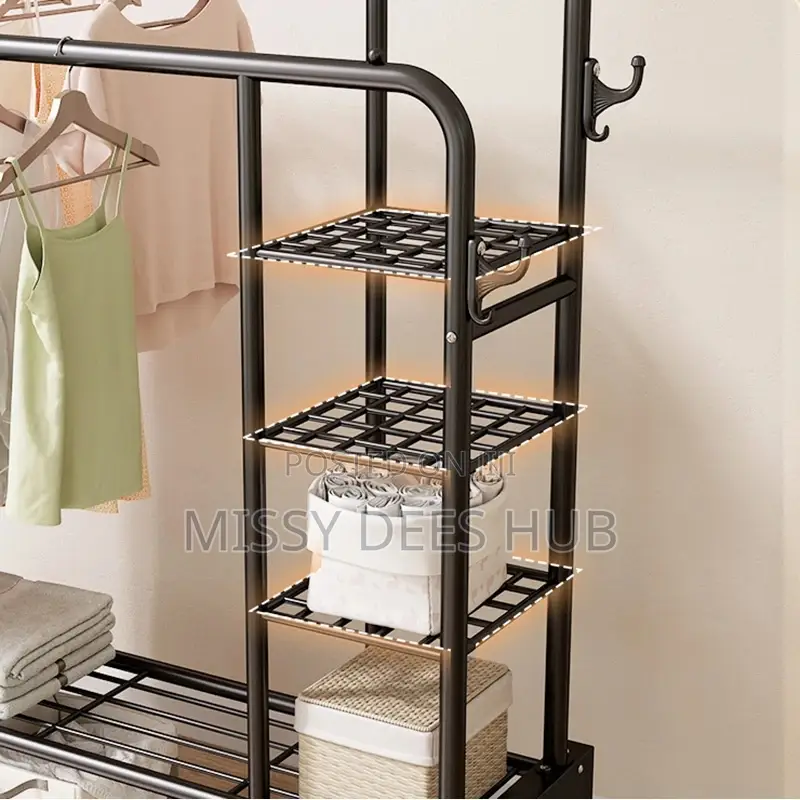Double Pole Hanger With Shelves