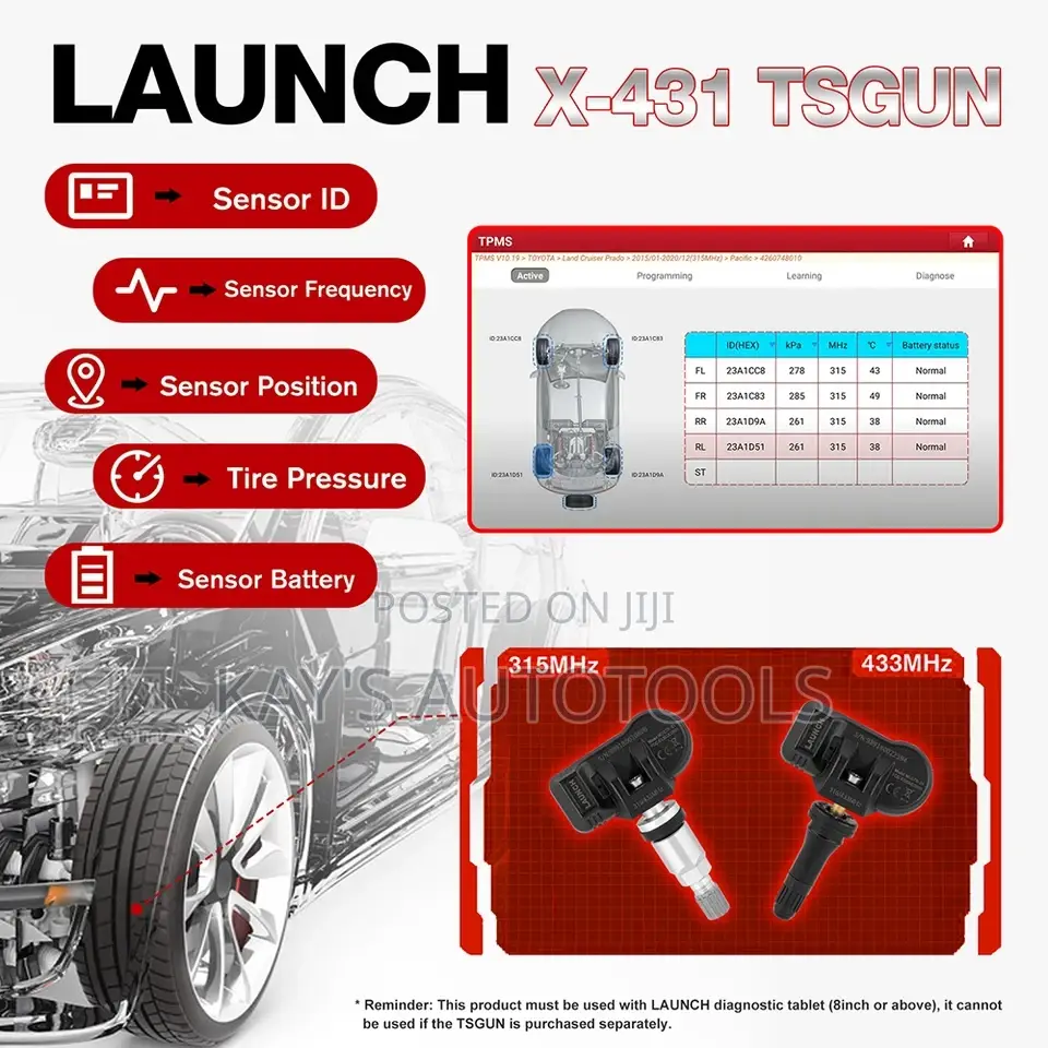 Launch X431 Ts-Gun Car TPMS Tire Pressure Sensor Programmer
