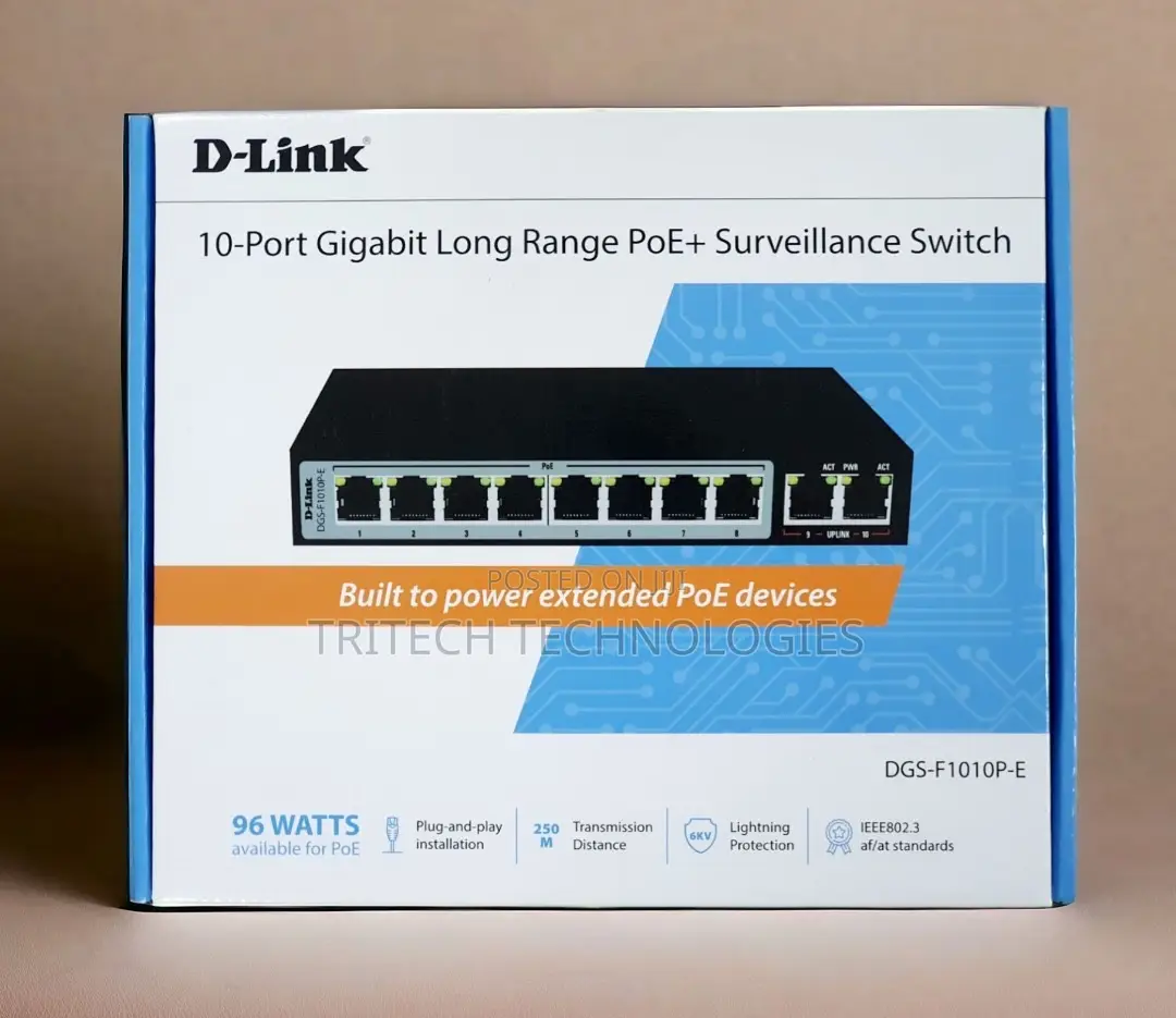 D-Link 8port Gigabit LR Poe Surveillance Switch +2uplink