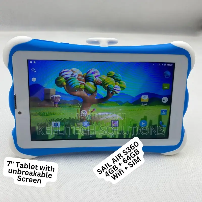 7" Sailair Kids Tablet With Unbreakable Screen 4gb +64gb