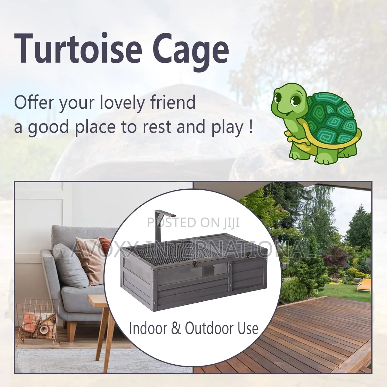 Grepatio Tortoise Enclosure, Tortoise House W/ Light Support