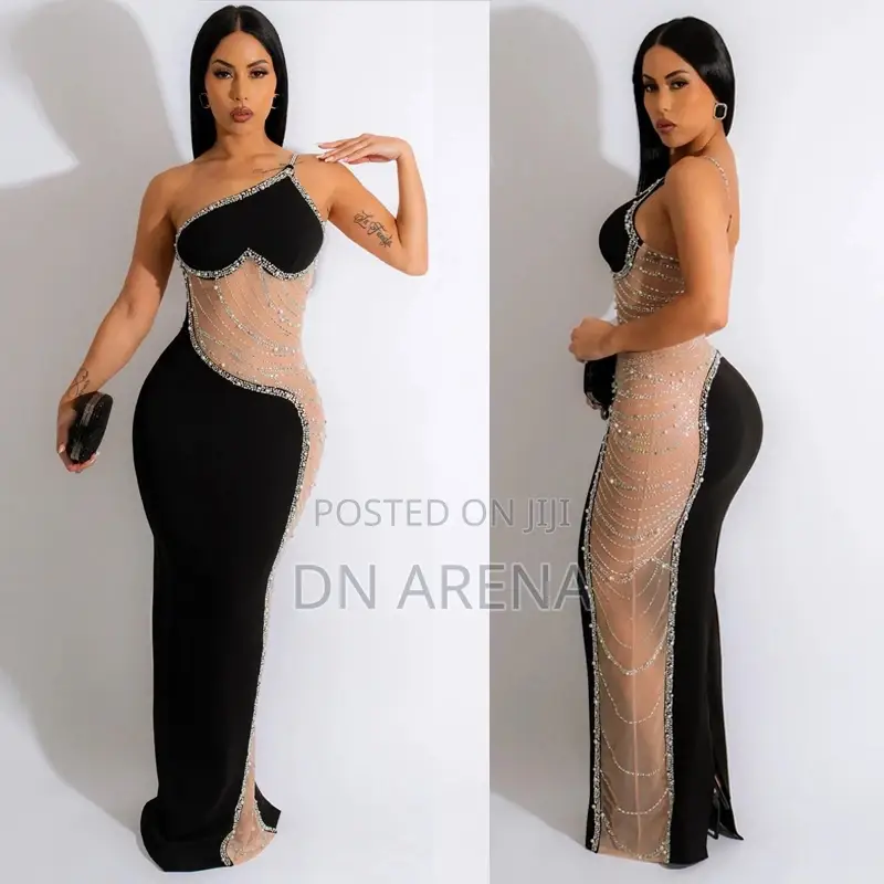 Sexy Rhinestone Crystal Elegant Evening Dress Bodycon