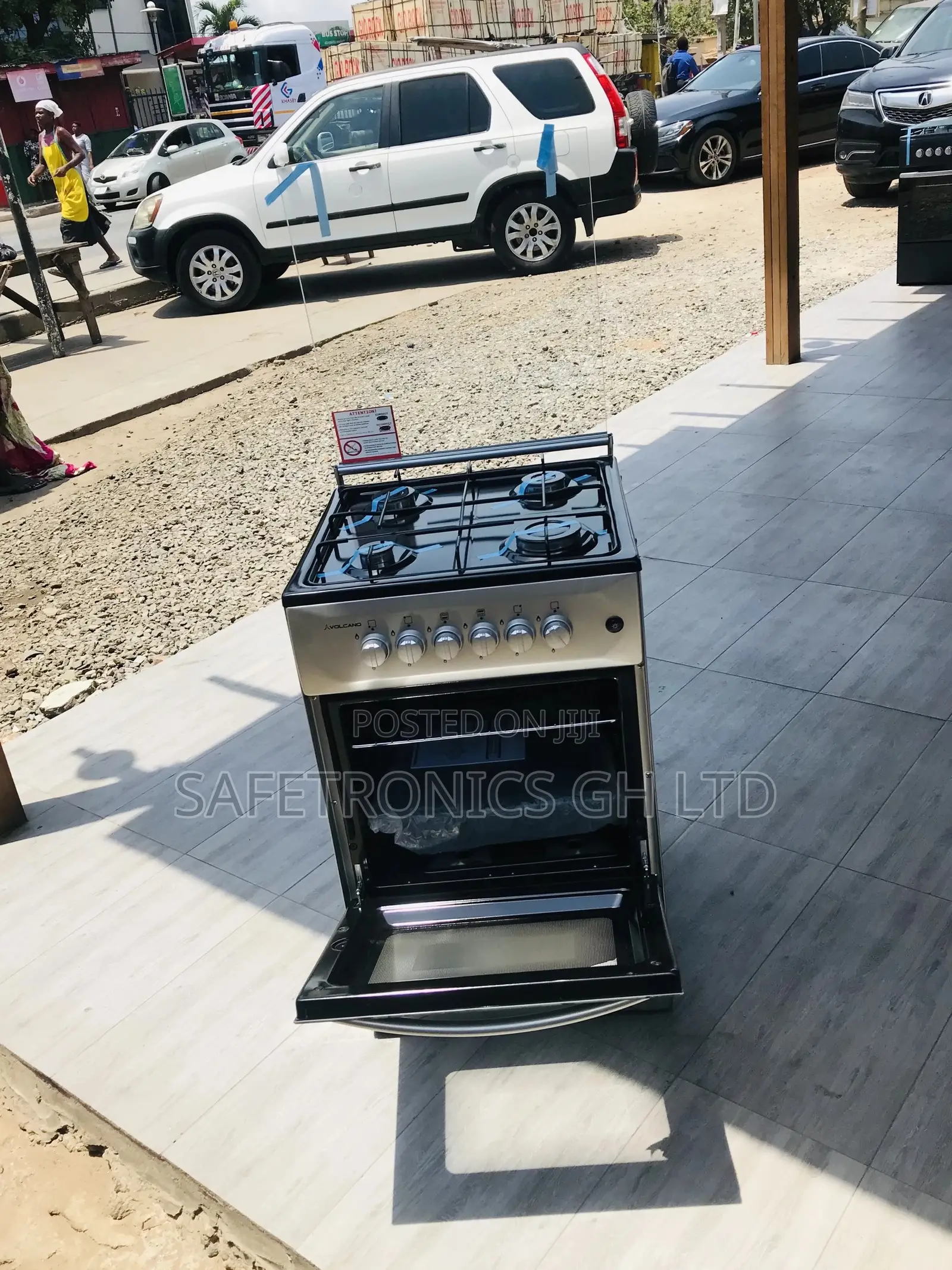 50x50 Oven With Grill Volcano Gray 4 Gas Cooker