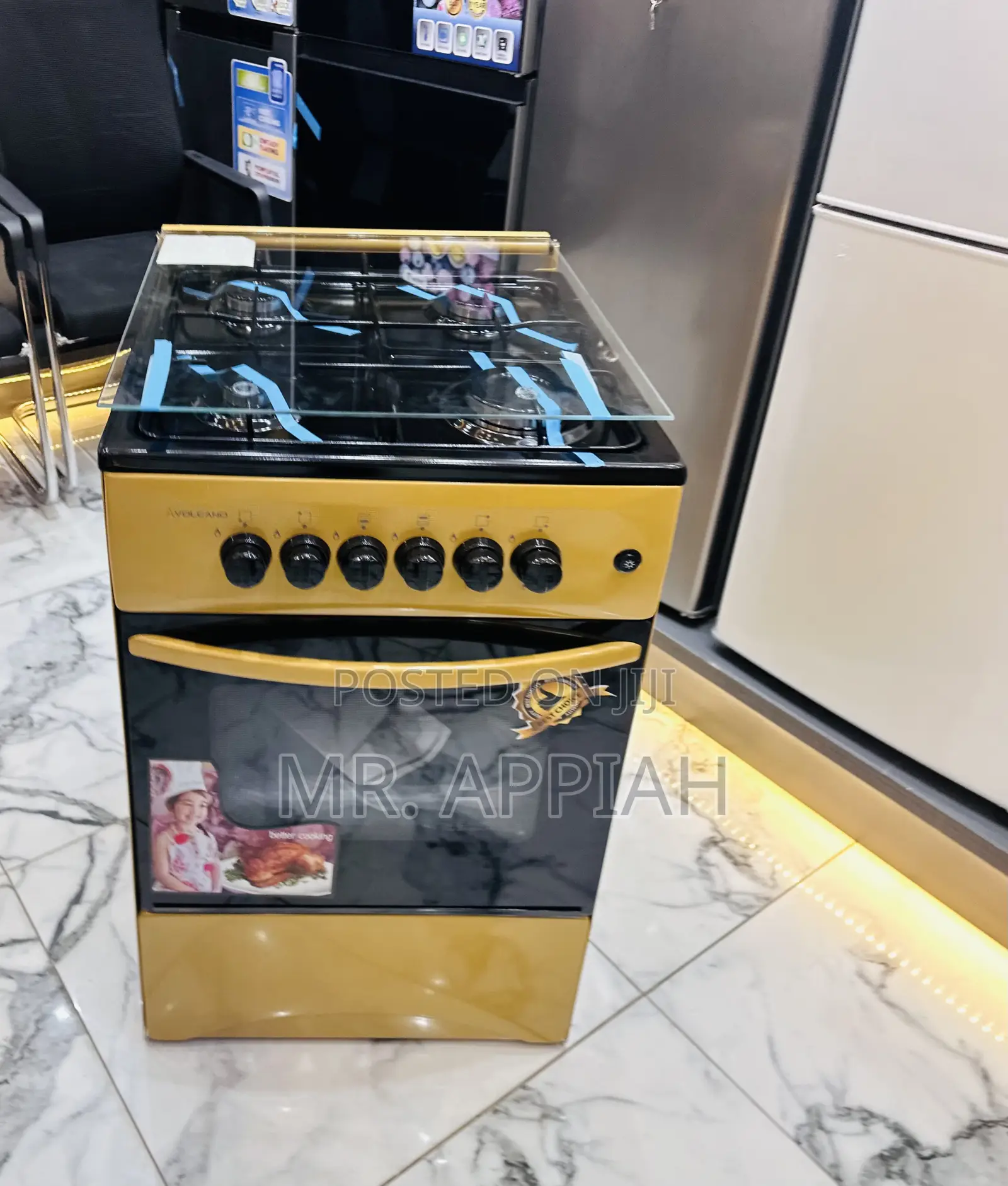 Energy Sufficient VolcanoOven and Grill 4 Gas Cooker,Yellow