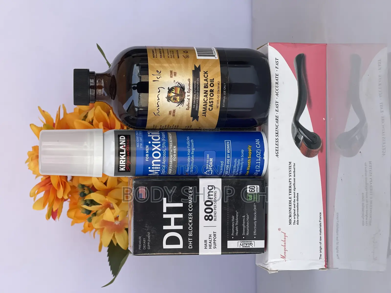 Kirkland Foam + DHT Blocker +Roler + Castor Oil for Hairline
