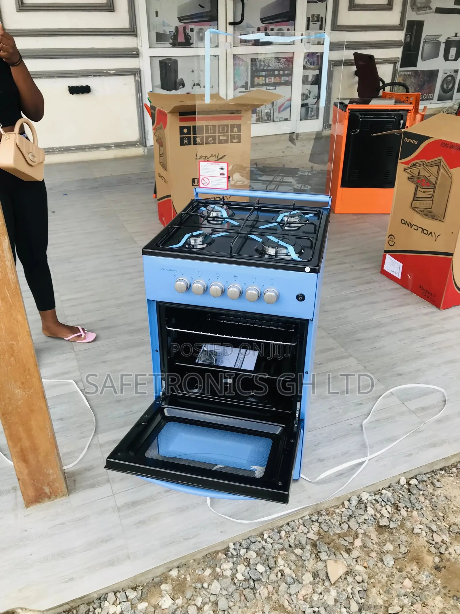 Oven With Grill Volcano Blue 50x50 Glass Lid 4 Gas Burner
