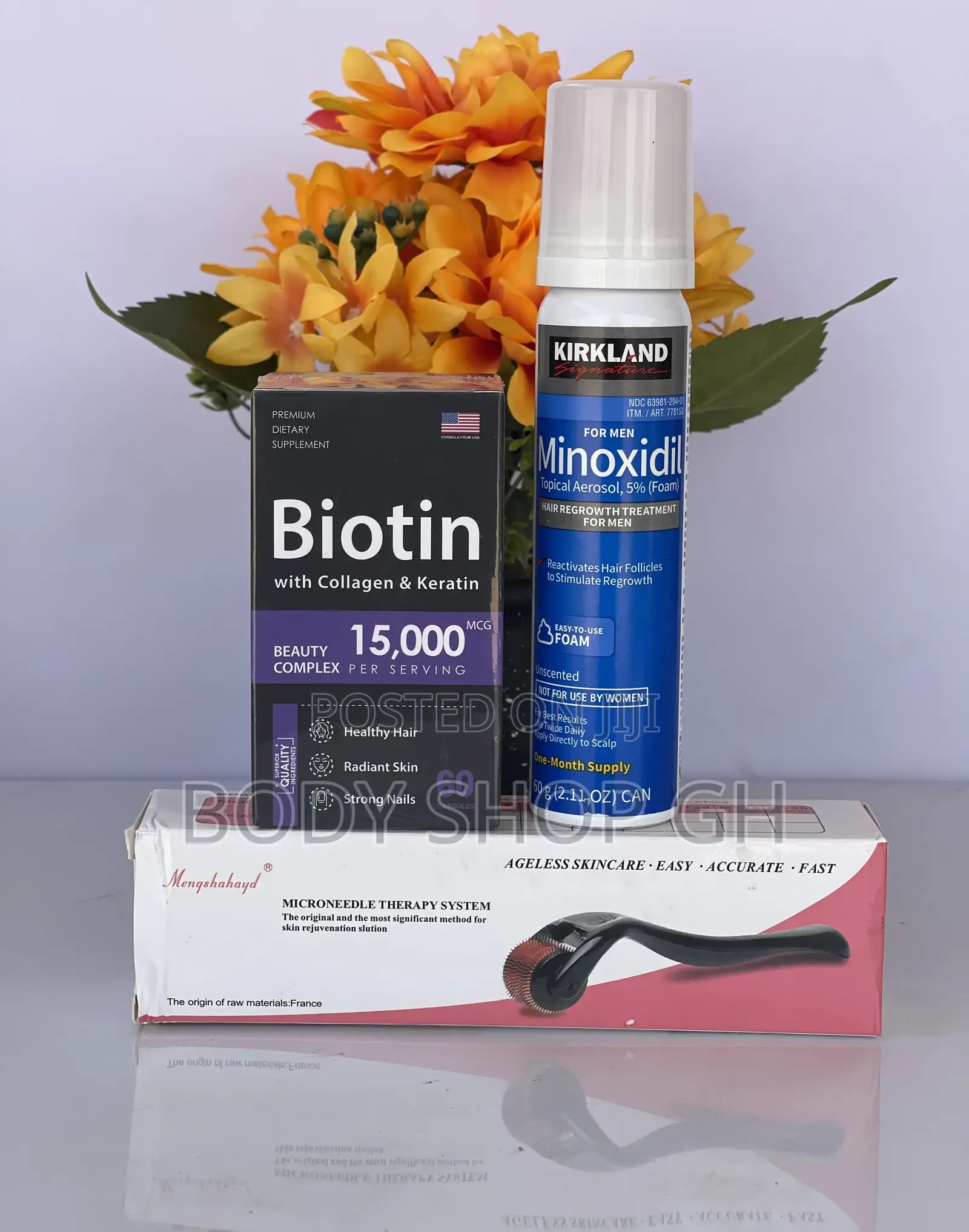Hairline Fix - Kirkland Minoxidil Foam + Biotin + Derma Roll
