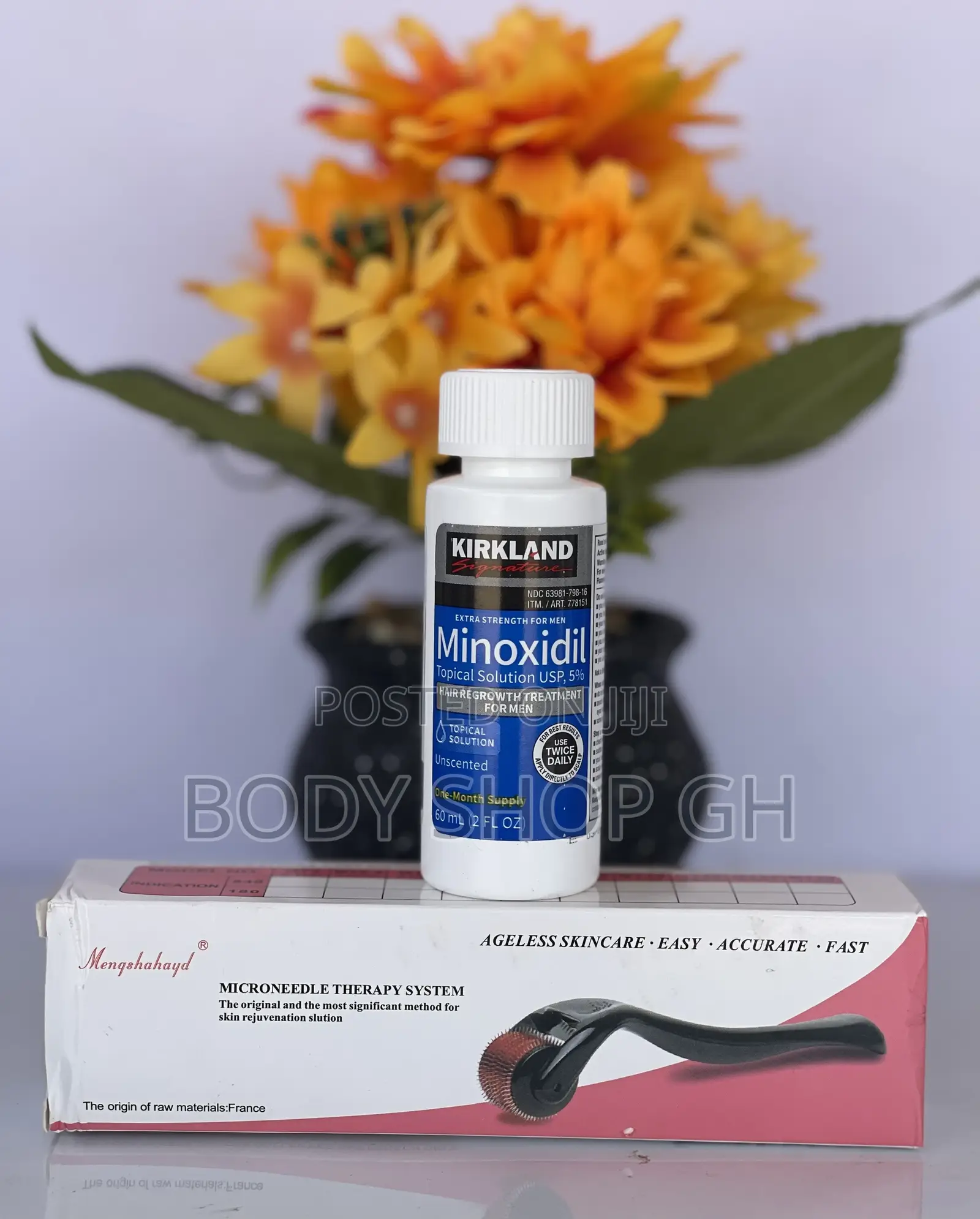 Beard and Hairline Growth Pack - Kirkland Minoxidil + Roller