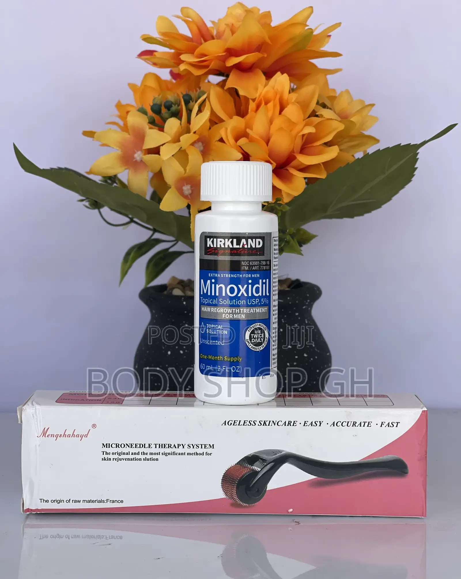 Derma Roller + Kirkland Minoxidil for Bald Hair Regrowth