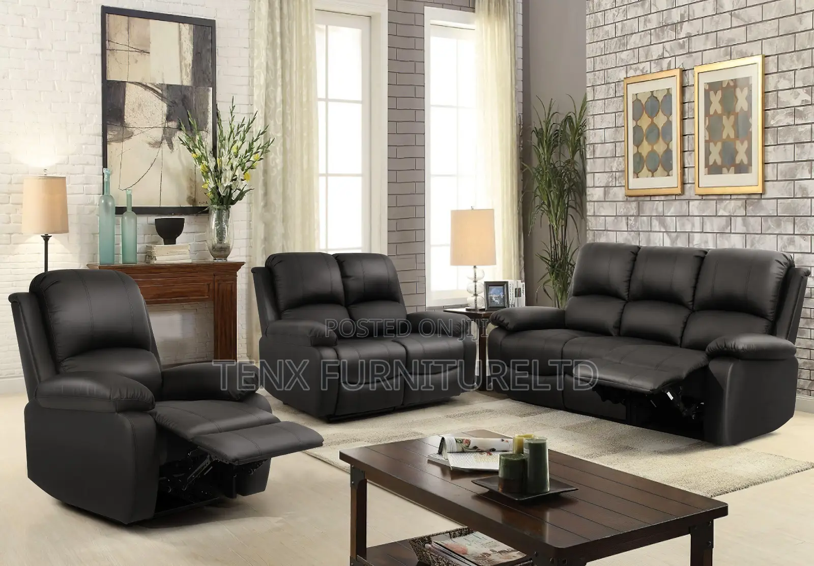 Reclining Luxury Leather Sofa Set