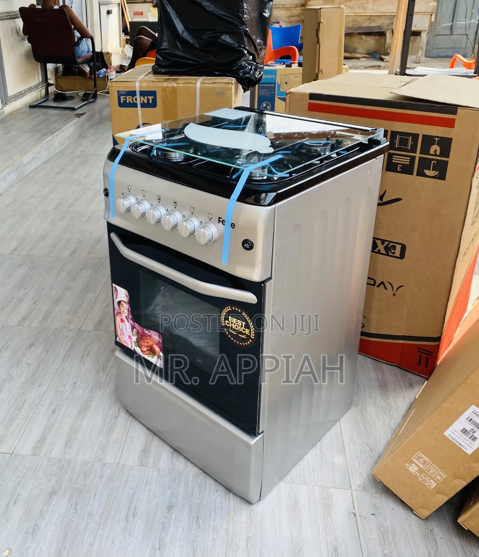 Durable Ferre 50x55 Oven and Grill 4 Gas Burner(Gray).