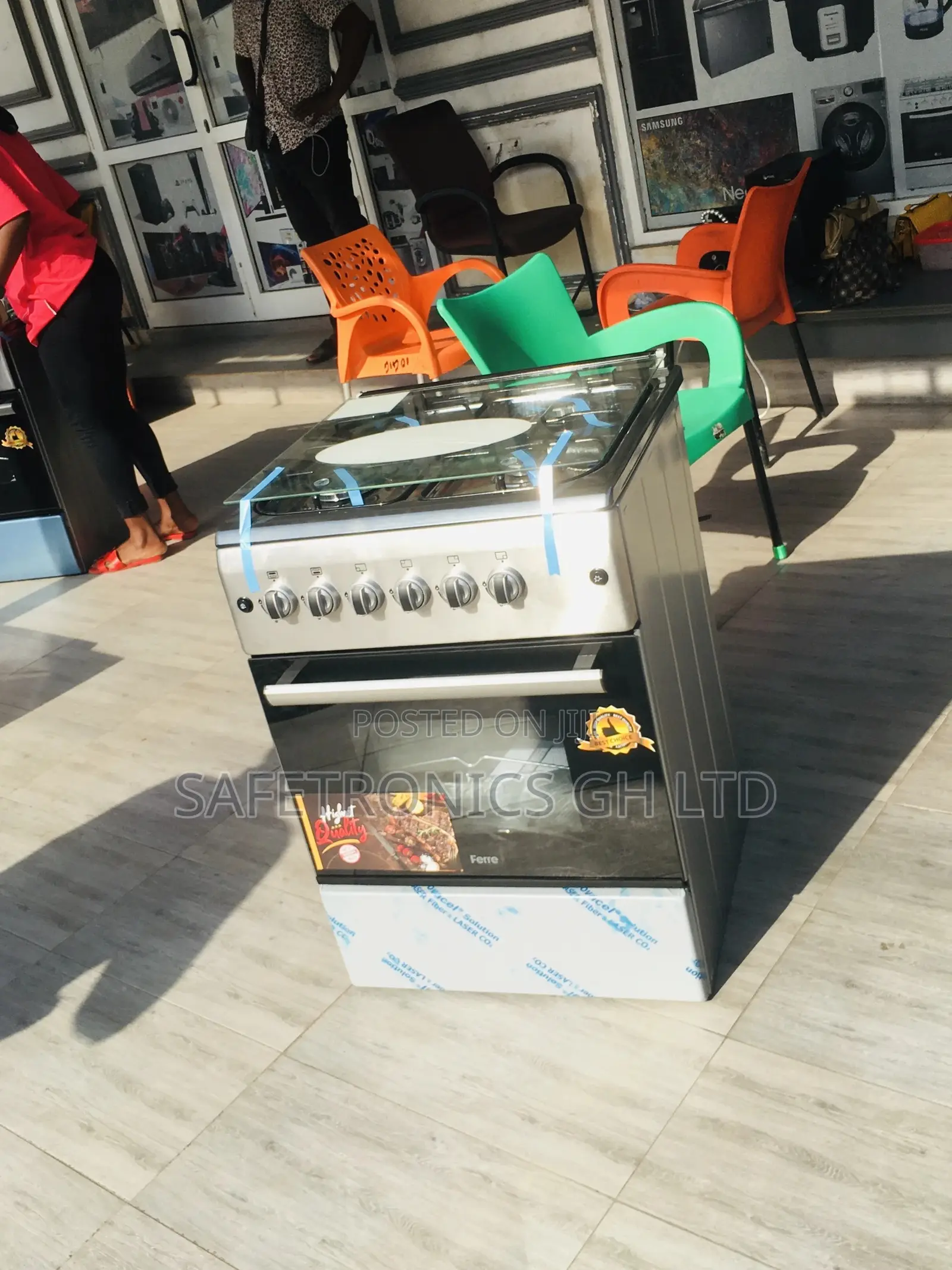 4 Gas 60x60 Oven With Grill Ferre Gray Glass Lid