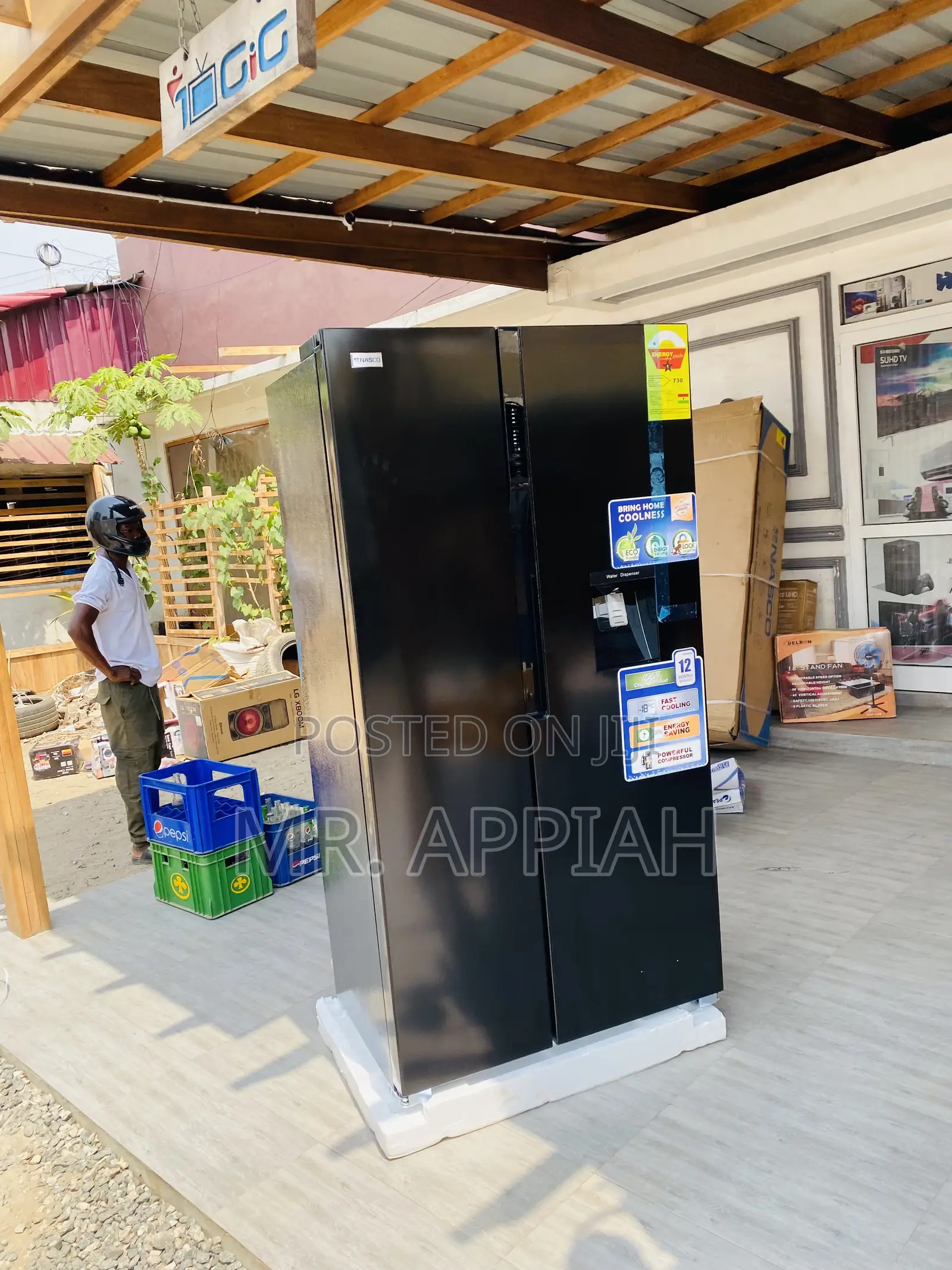 Energy Saving Nasco Nassb2-64s Side by Side Fridge(Black).