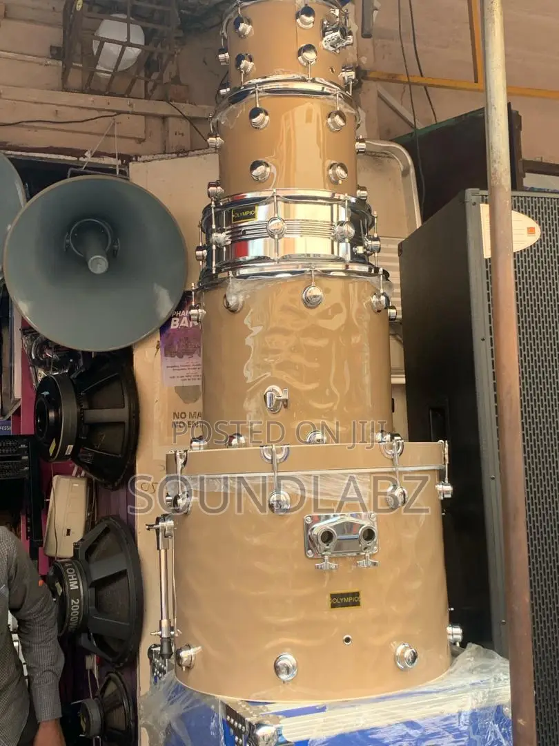 Olympic 5-Piece Drumset With Cymbals and Stands(Brown)