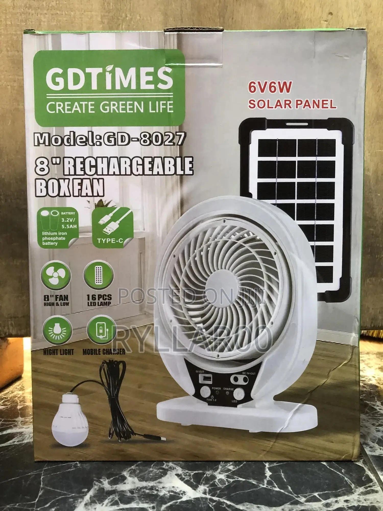 Rechargeable and Solar Desktop Fan