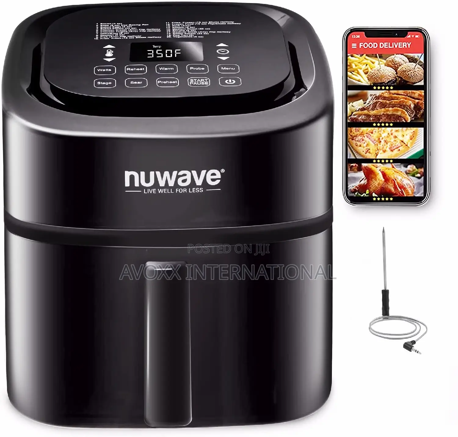 Nuwave Brio 8-Qt Air Fryer, Powerful 1800W, W White Display