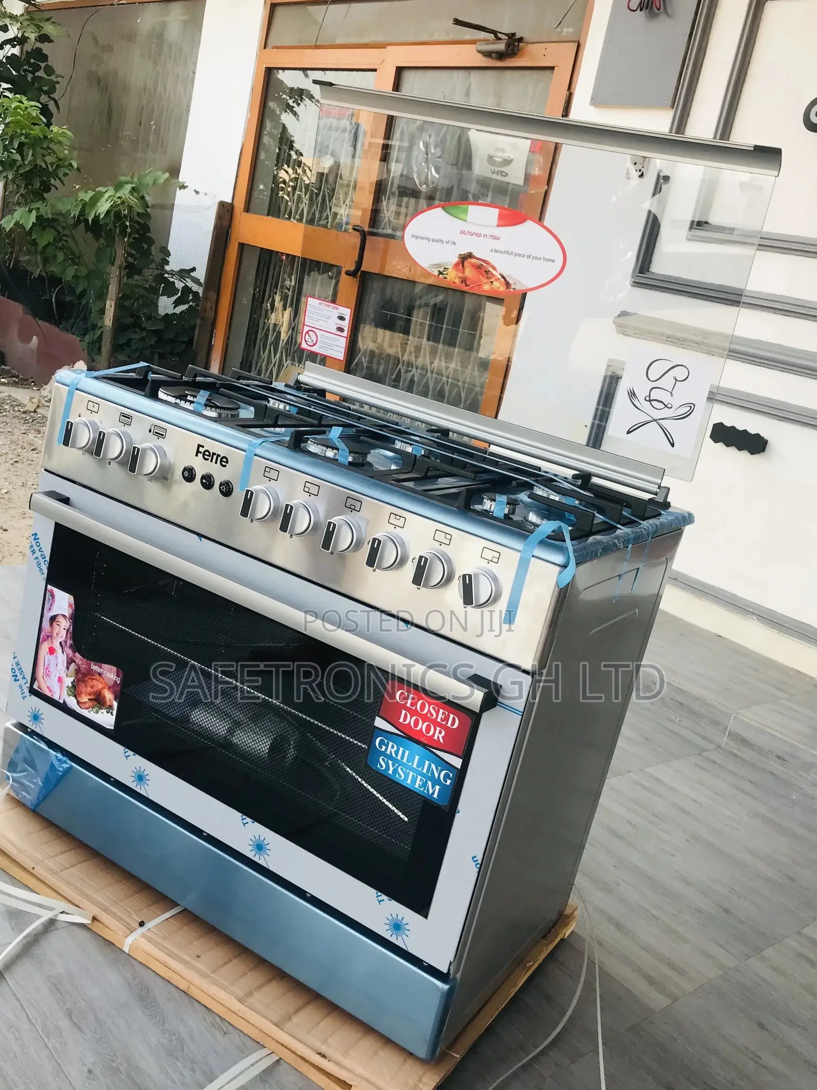 Ferre 60x90 Oven With Grill 4 Gas 1 Electric Glass Lid