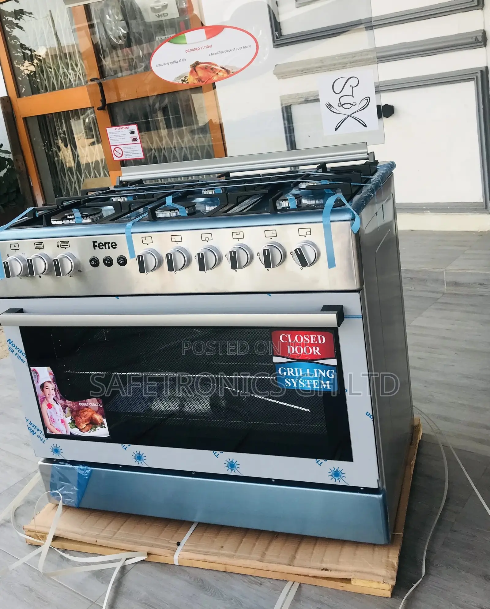 4 Gas Cooker 1 Electric Ferre 60x90 Oven With Grill Gray