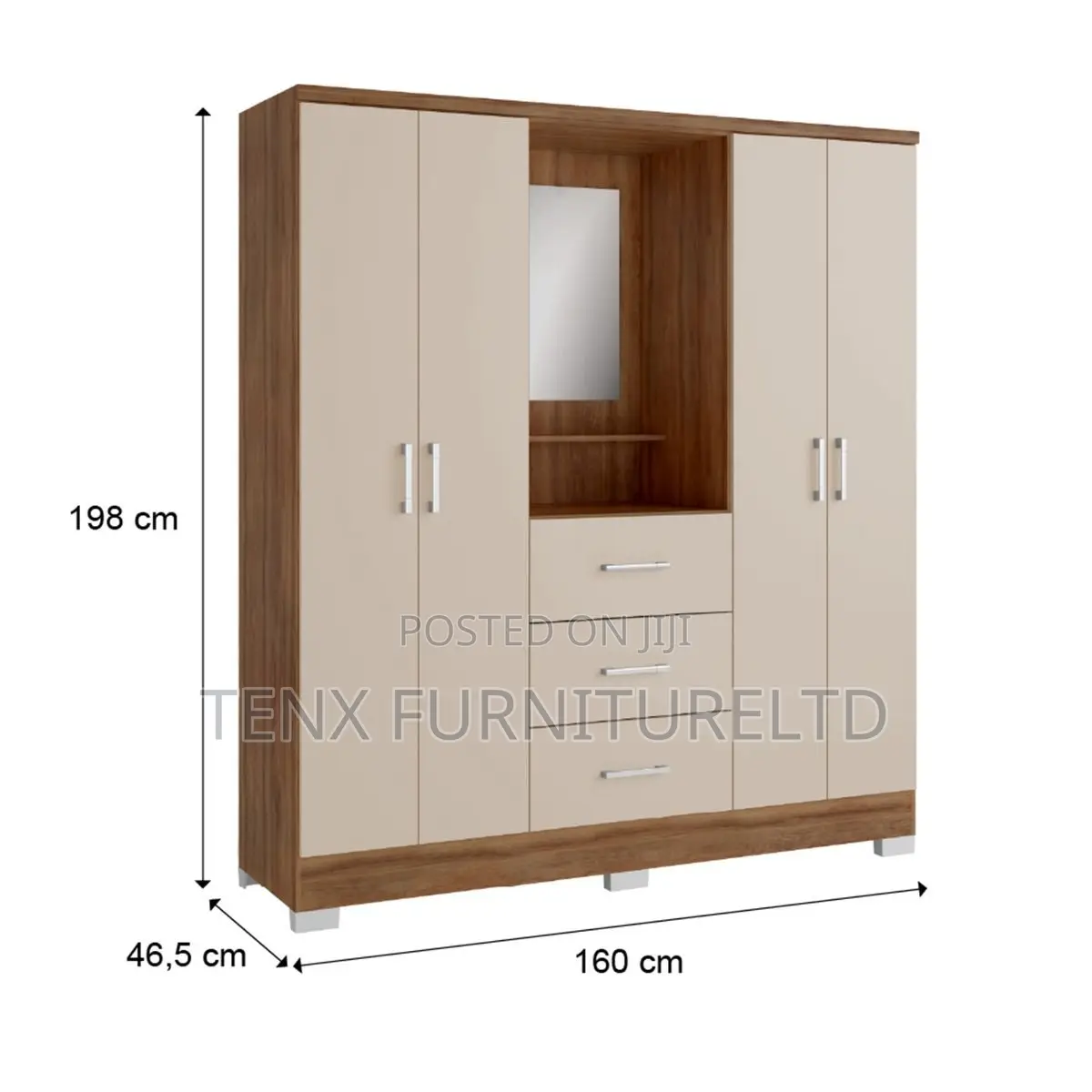 Wardrobe 4door 3drawers Off White (Accent))