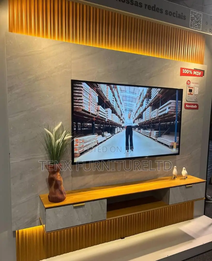 Tv Unit With SUSPENDED CONSOLES and Back Panel
