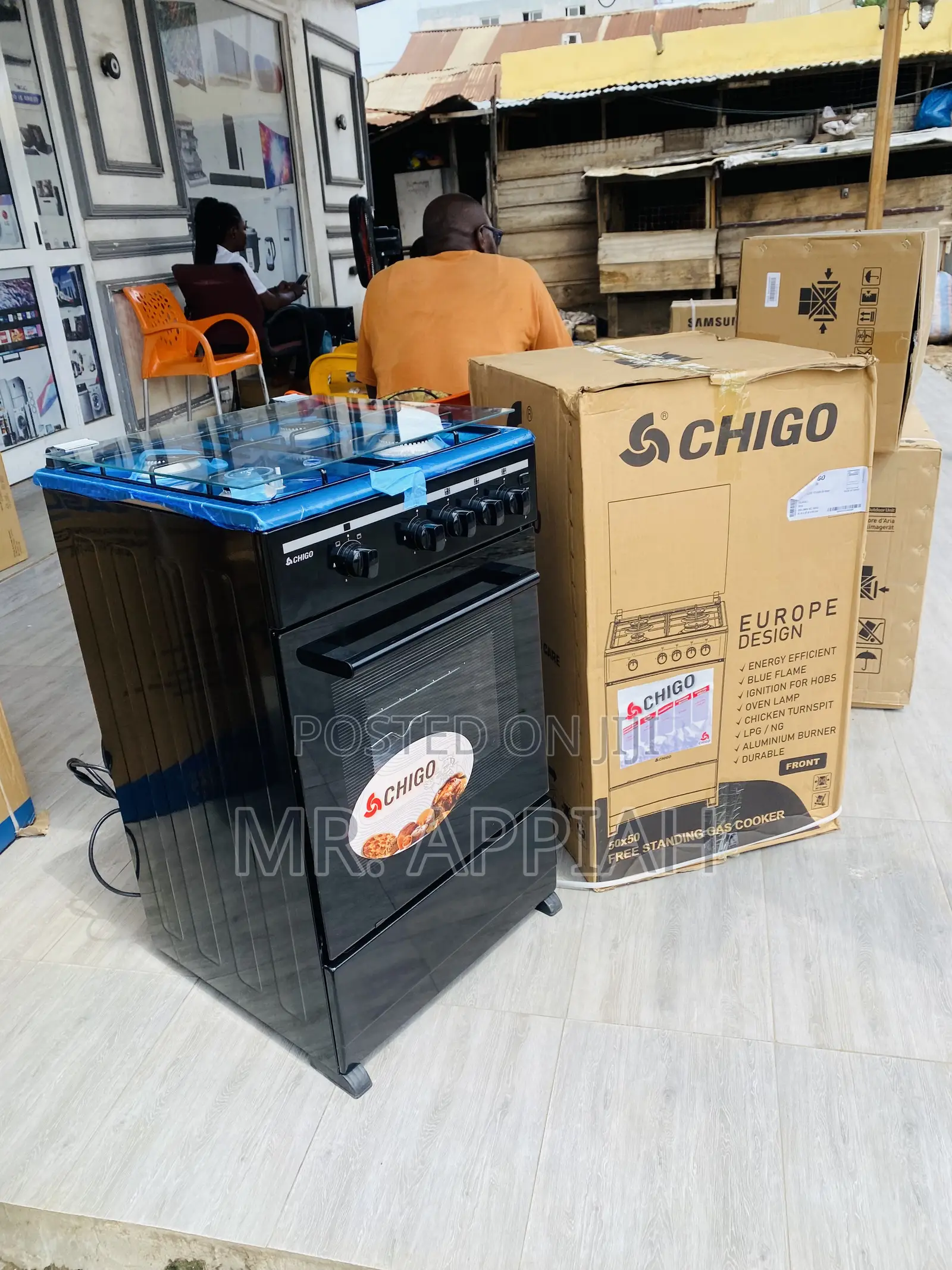 Long Lasting Chigo 50x50 4 Gas Burner With Oven(Black).