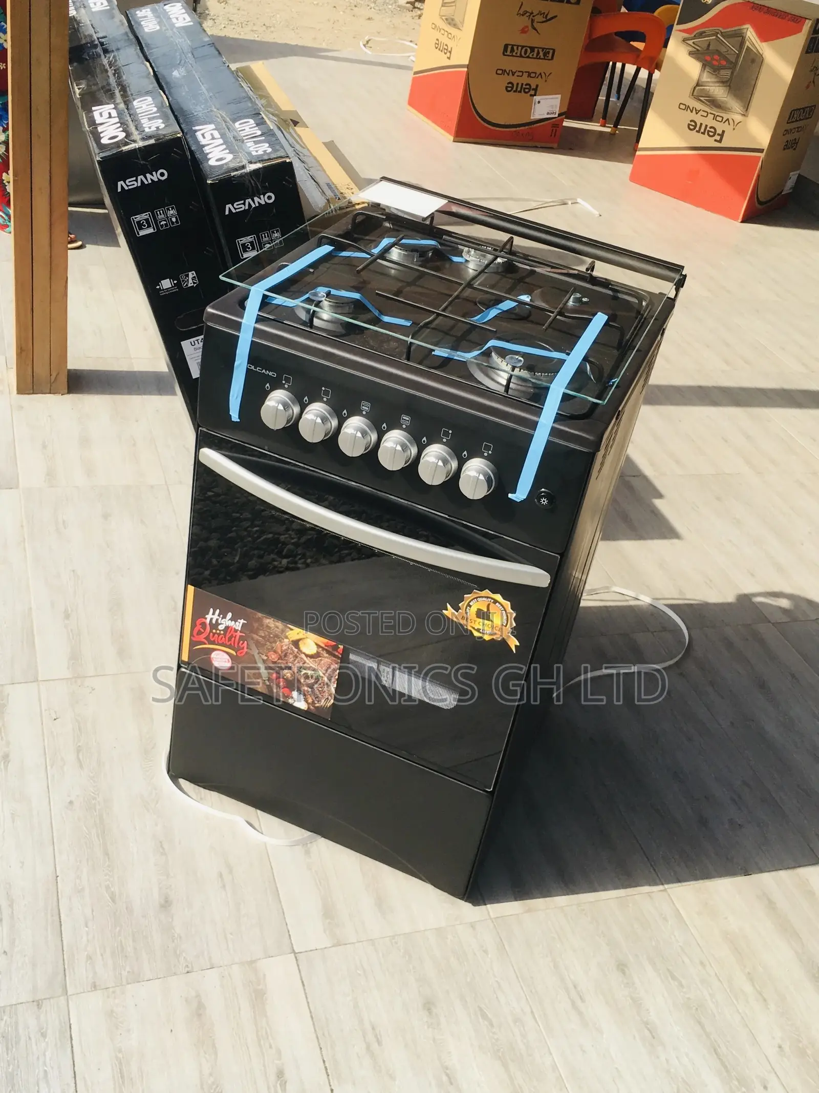 Oven With Grill 50x50 Volcano 4 Gas Cooker Black