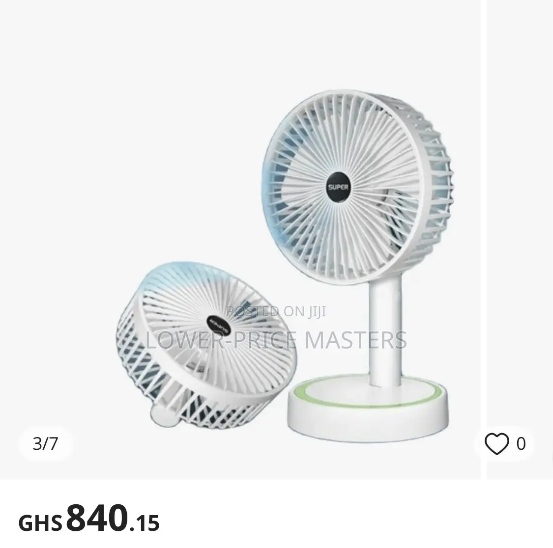 Deskstop Rechargeable Fan and USB Charging With Light