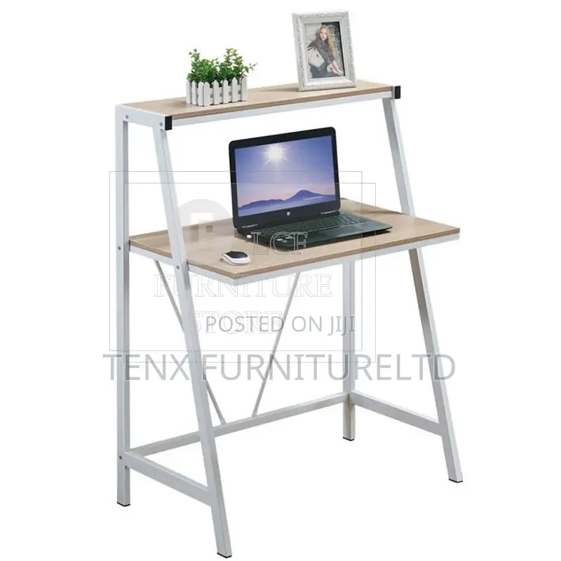 Study Desk With Metal Leg. (White and Oak)
