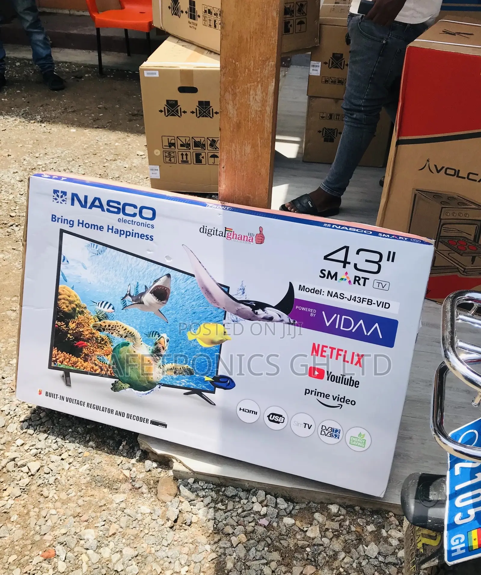 Black Nasco Glossy Led 43 Inches Electric Smart Tv